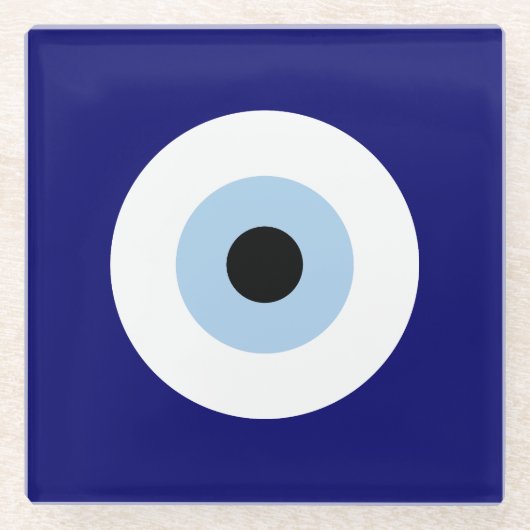 Blauw Kwaad Oog Succes & Bescherming Symbool Glazen Onderzetter (Voorkant)