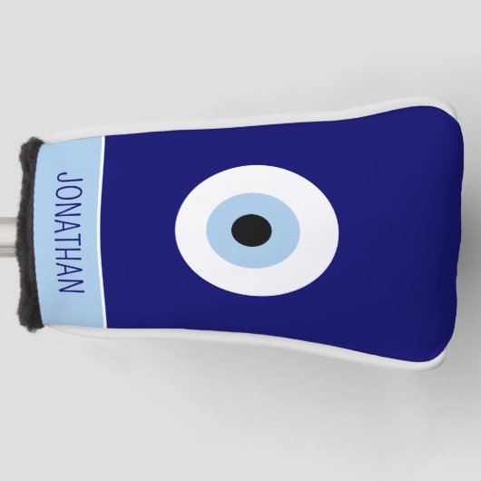 Blauw Kwaad Oog Succes & Bescherming Symbool Golfheadcover (Voorkant)