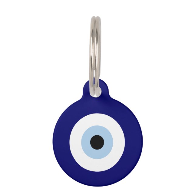 Blauw Kwaad Oog Succes & Bescherming Symbool Huisdierpenning (Voorkant)
