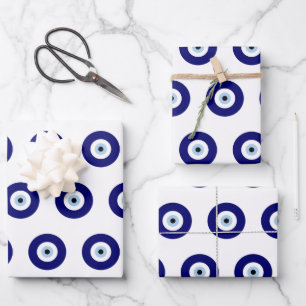 Blauw Kwaad Oog Succes & Bescherming Symbool Inpakpapier Vel
