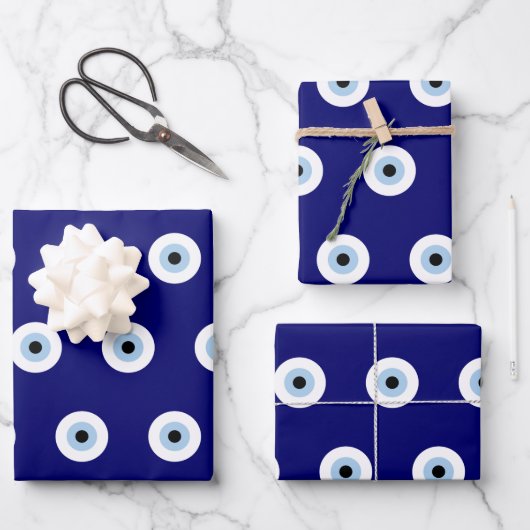 Blauw Kwaad Oog Succes & Bescherming Symbool Inpakpapier Vel (Voorkant)