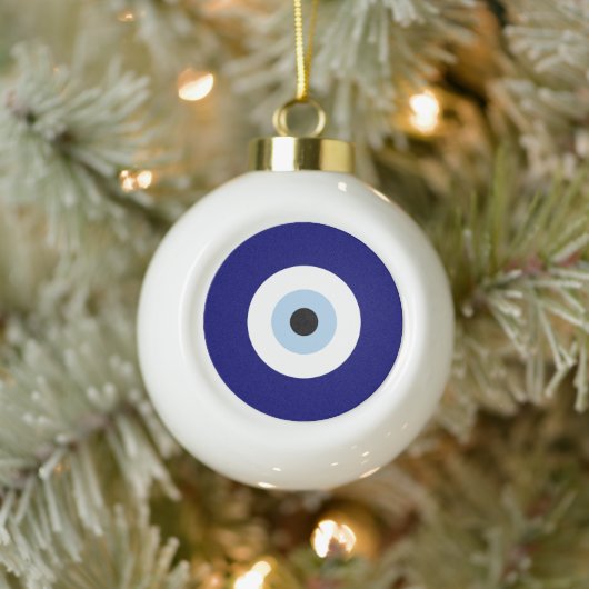 Blauw Kwaad Oog Succes & Bescherming Symbool Keramische Bal Ornament (Boom)