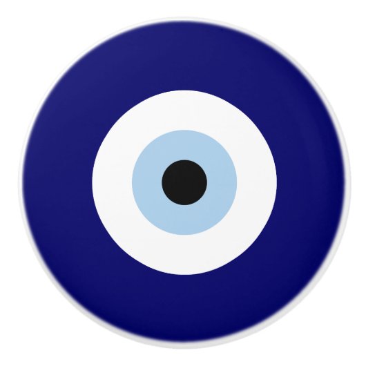 Blauw Kwaad Oog Succes & Bescherming Symbool Keramische Knop (Voorkant)