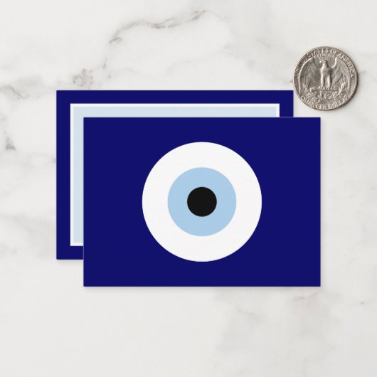 Blauw Kwaad Oog Succes & Bescherming Symbool Notitiekaartje (Voorkant / Achterkant in situ)