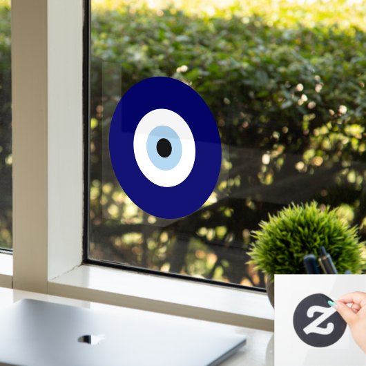 Blauw Kwaad Oog Succes & Bescherming Symbool Raamsticker (Kantoor)
