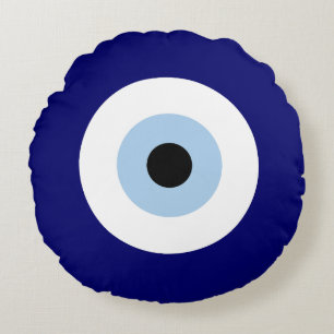 Blauw Kwaad Oog Succes & Bescherming Symbool Rond Kussen