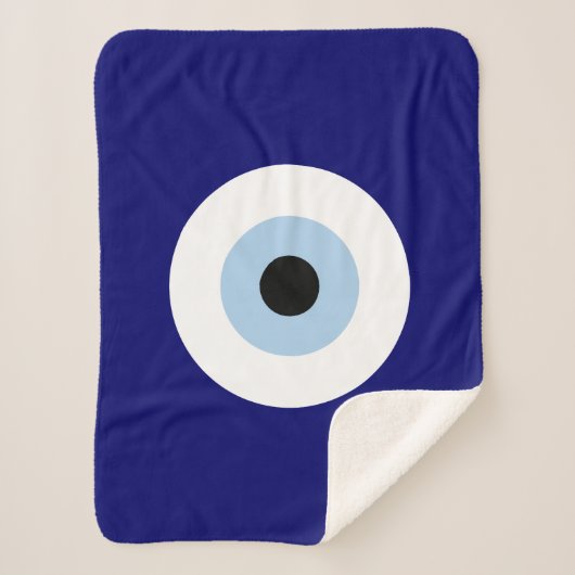 Blauw Kwaad Oog Succes & Bescherming Symbool Sherpa Deken (Voorkant)