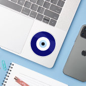 Blauw Kwaad Oog Succes & Bescherming Symbool Sticker (Laptop met iPhone)