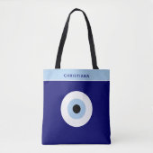 Blauw Kwaad Oog Succes & Bescherming Symbool Tote Bag (Voorkant)