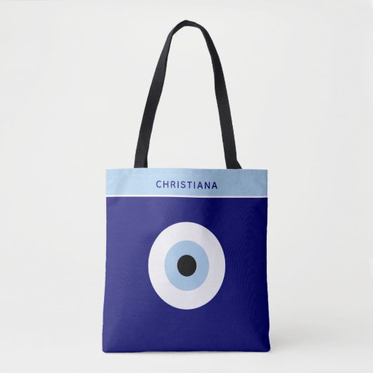 Blauw Kwaad Oog Succes & Bescherming Symbool Tote Bag (Voorkant)