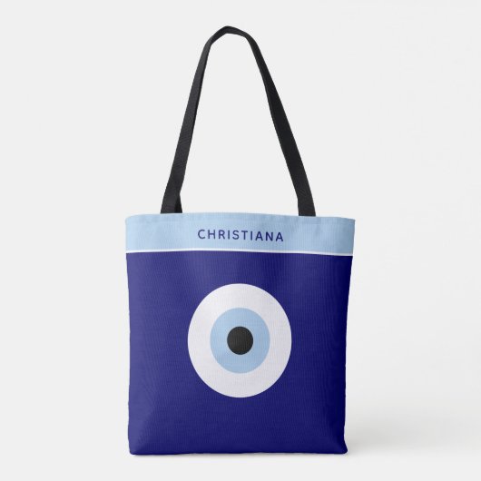Blauw Kwaad Oog Succes & Bescherming Symbool Tote Bag (Achterkant)