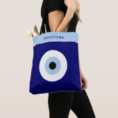 Blauw Kwaad Oog Succes & Bescherming Symbool Tote Bag (Dichtbij)