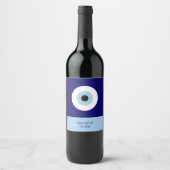 Blauw Kwaad Oog Succes & Bescherming Symbool Wijn Etiket (Voorkant)