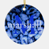 Blauw Kwarts Agaat Geodes monogram Keramisch Ornament (Voorkant)