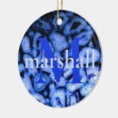 Blauw Kwarts Agaat Geodes monogram Keramisch Ornament (Links)