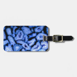 Blauw kwartsgewijs, blauw gedicht, abstract patroo bagagelabel