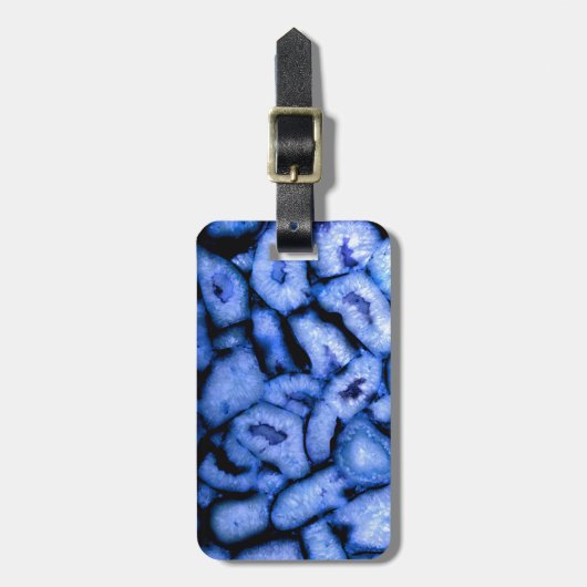 Blauw kwartsgewijs, blauw gedicht, abstract patroo bagagelabel (Voorkant verticaal)