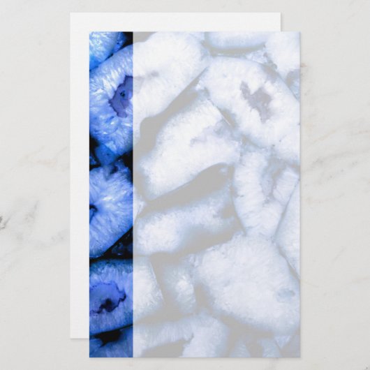 Blauw kwartsgewijs, blauw gedicht, abstract patroo briefpapier (Voorkant / Achterkant)