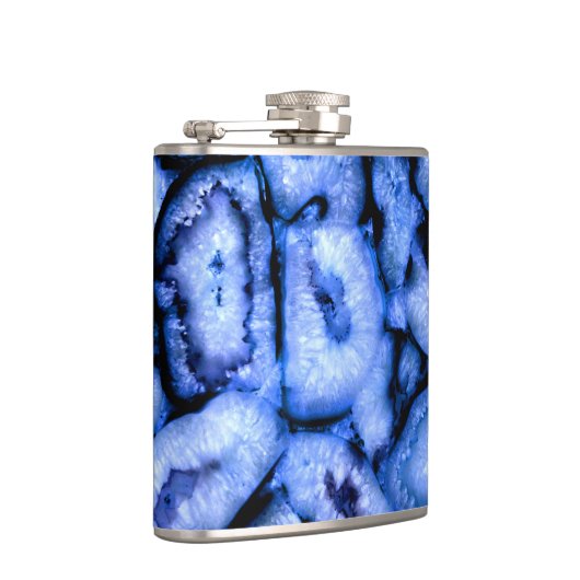 Blauw kwartsgewijs, blauw gedicht, abstract patroo heupfles (Rechts)