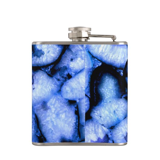 Blauw kwartsgewijs, blauw gedicht, abstract patroo heupfles (Achterkant)