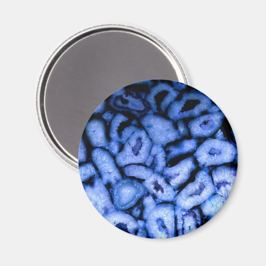 Blauw kwartsgewijs, blauw gedicht, abstract patroo magneet (Voorkant / Achterkant)