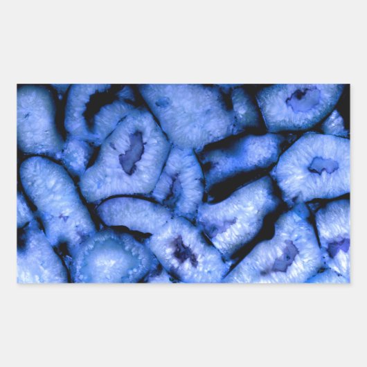 Blauw kwartsgewijs, blauw gedicht, abstract patroo rechthoekige sticker (Voorkant)