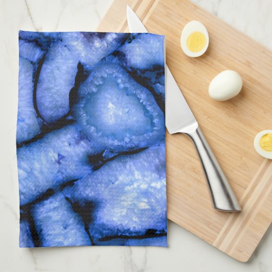 Blauw kwartsgewijs, blauw gedicht, abstract patroo theedoek (Quarter Fold)