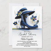 Blauw Laarzen en Derby Hoed Bruidsmeisjesfeest Kaart (Voorkant)