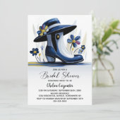 Blauw Laarzen en Derby Hoed Bruidsmeisjesfeest Kaart (Staand voorkant)