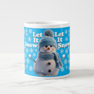 Blauw Laat het Sneeuwen Pret Sneeuwman Speciale Mo Grote Koffiekop