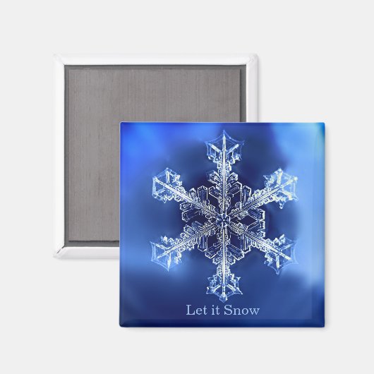 Blauw laat Snowflake 2-inch Square Magnet (Voorkant / Achterkant)