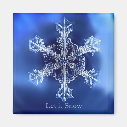 Blauw laat Snowflake 2-inch Square Magnet (Voorkant)