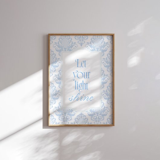 Blauw Laat Uw Licht Schijnen Bijbelvers Poster