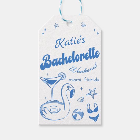 Blauw Laatste toast Beach Bachelorette Party Gift  Cadeaulabel (Voorkant)