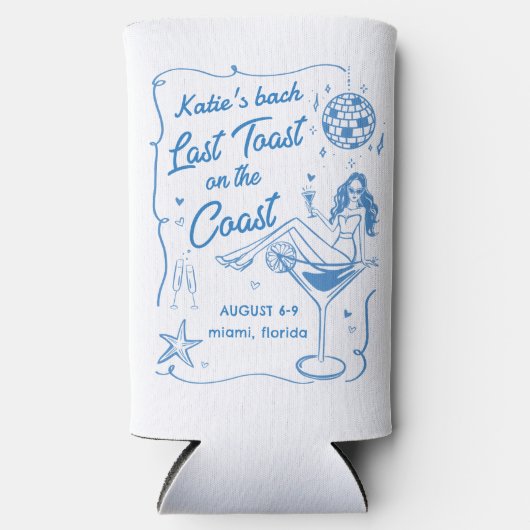 Blauw Laatste Toast Beach Bachelorette Party Seltz Seltzer Blikjeskoeler (Voorkant)