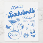 Blauw Laatste Toast Beach Bachelorette Weekend Wijn Etiket (Enkel label)