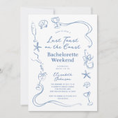 Blauw Laatste Toast op de Kust Bachelorette Weeken Kaart (Voorkant)