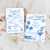 Blauw Laatste Toast op de Kust Bachelorette Weeken Kaart