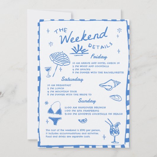 Blauw Laatste Toast op de Kust Bachelorette Weeken Kaart (Achterkant)