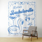Blauw Laatste Toast Strand Bachelorette Party Tape Wandkleed (In situ)