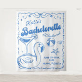 Blauw Laatste Toast Strand Bachelorette Party Tape Wandkleed (Voorkant)