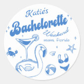 Blauw Laatste toast Strand Bachelorette Weekend St Ronde Sticker (Voorkant)