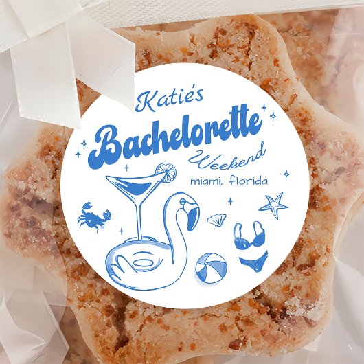 Blauw Laatste toast Strand Bachelorette Weekend St Ronde Sticker