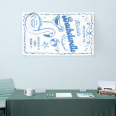 Blauw Laatste Toast Strand Bruidsfeest Weekend Vla Spandoek (Beurs)