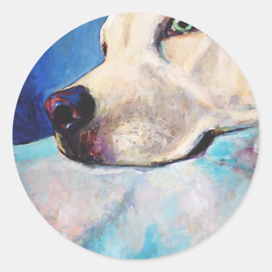 Blauw lab ronde sticker (Voorkant)