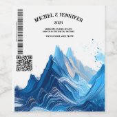 Blauw Label voor bruiloften Wijn Etiket (Enkel label)