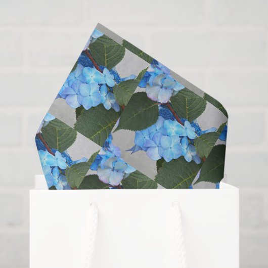 Blauw Lacecap Hydrangea Floral Patroonpapier Tissuepapier (Cadeauzakje)