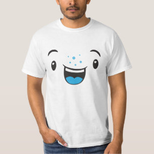 Blauw Lachend Kawaii Gezicht Kleding T-shirt