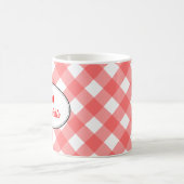 Blauw land gingham patroon rode kersen persoonlijk koffiemok (Center)