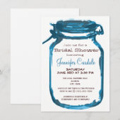 Blauw land Mason Jar Bridal Shower-uitnodigingen Kaart (Voorkant / Achterkant)